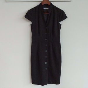 Calvin Klein Cap Sleeve Sheath Dress Button Front